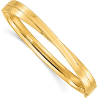 14K Yellow Gold Polished Criss-Cross Hinged Bangle Bracelet - 7.4mm Width by Oro Pregiato