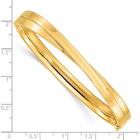 14K Yellow Gold Polished Criss-Cross Hinged Bangle Bracelet - 7.4mm Width by Oro Pregiato