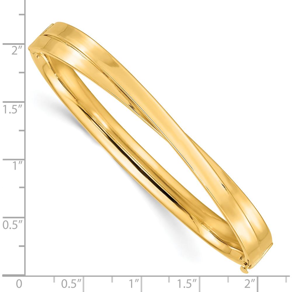 14K Yellow Gold Polished Criss-Cross Hinged Bangle Bracelet - 7.4mm Width by Oro Pregiato