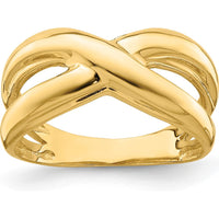 14K Yellow Gold Polished Crisscross Cut-Out Domed Fashion Ring by 0