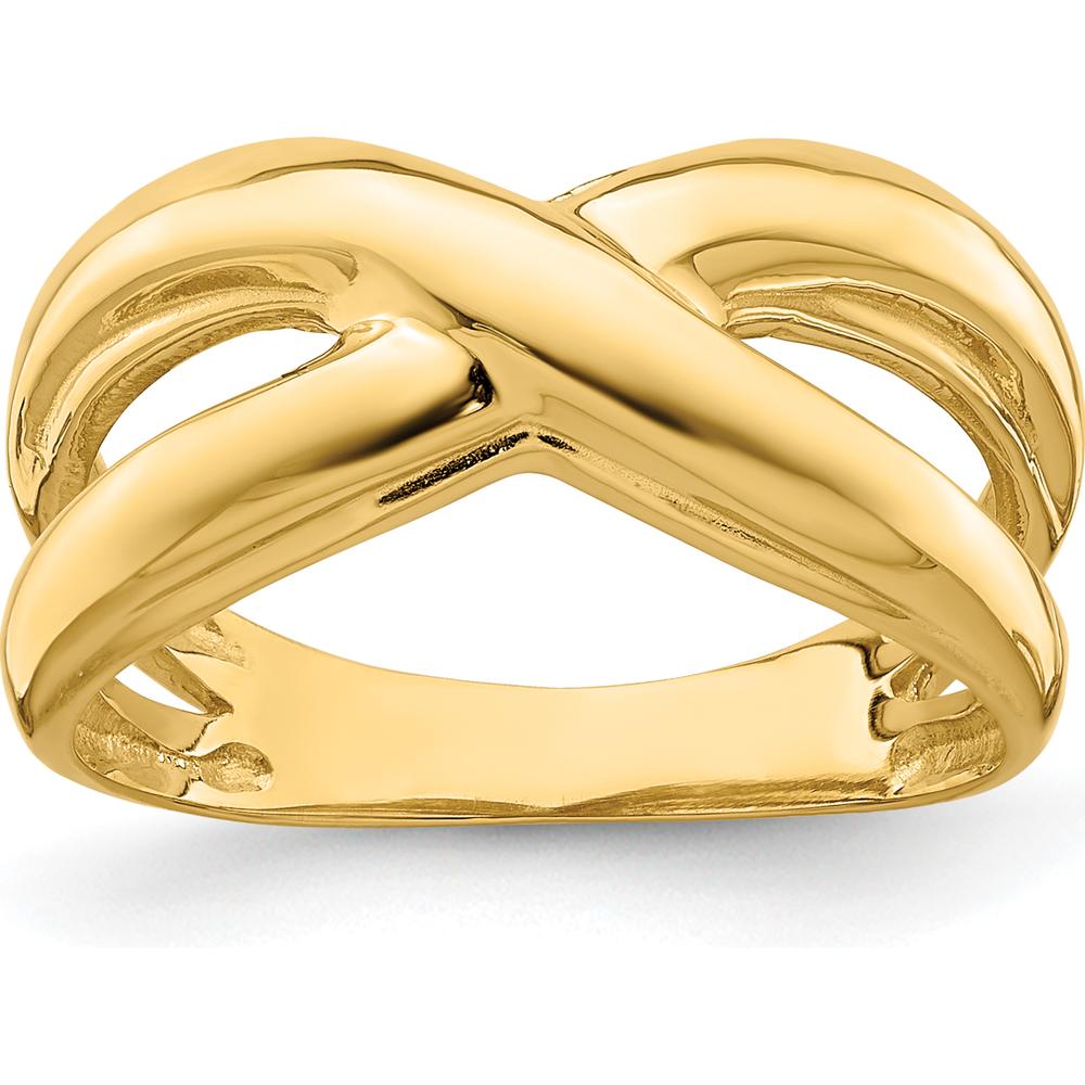 14K Yellow Gold Polished Crisscross Cut-Out Domed Fashion Ring by 0