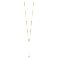14K Yellow Gold Polished Cross and Miraculous Medal Beaded 24.5" Rosary Necklace by 0