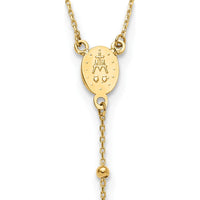 14K Yellow Gold Polished Cross and Miraculous Medal Beaded 24.5" Rosary Necklace by 0