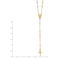 14K Yellow Gold Polished Cross and Miraculous Medal Beaded 24.5" Rosary Necklace by 0