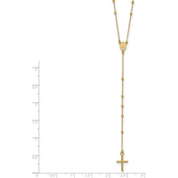 14K Yellow Gold Polished Cross and Miraculous Medal Beaded Rosary Necklace - 24 inches by 0