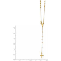 14K Yellow Gold Polished Cross and Miraculous Medal Rosary Necklace - 16.5" by 0