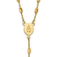 14K Yellow Gold Polished Cross and Miraculous Medal Rosary Necklace with Diamond-Cut Beaded Chain - 16.75" with 2" Extender by 0