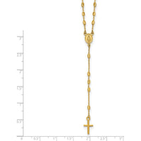 14K Yellow Gold Polished Cross and Miraculous Medal Rosary Necklace with Diamond-Cut Beaded Chain - 16.75" with 2" Extender by 0