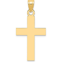 14K Yellow Gold Polished Cross Charm Pendant - 31mm Length by Oro Pregiato