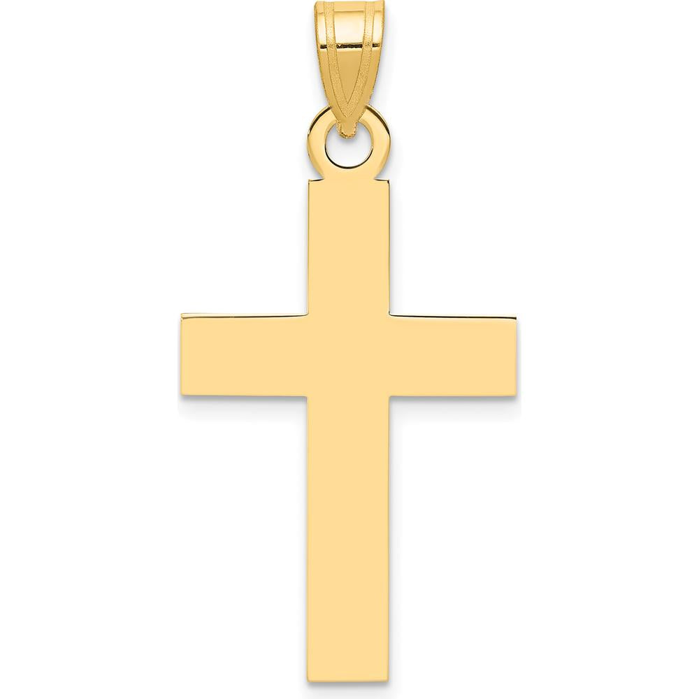 14K Yellow Gold Polished Cross Charm Pendant - 31mm Length by Oro Pregiato