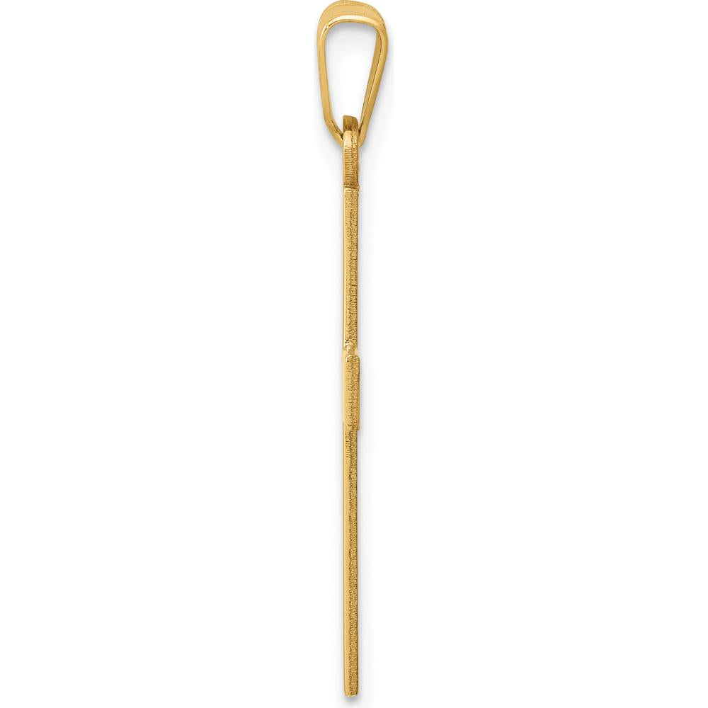 14K Yellow Gold Polished Cross Charm Pendant - 31mm Length by Oro Pregiato