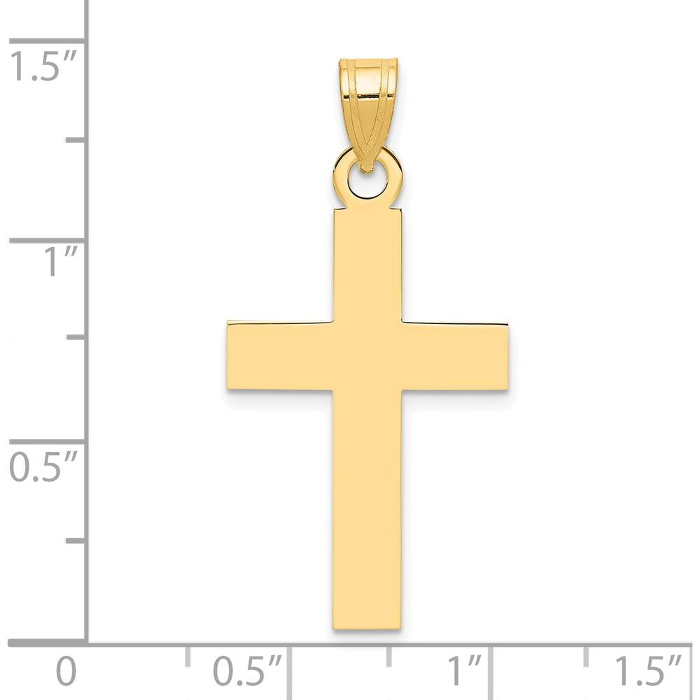 14K Yellow Gold Polished Cross Charm Pendant - 31mm Length by Oro Pregiato