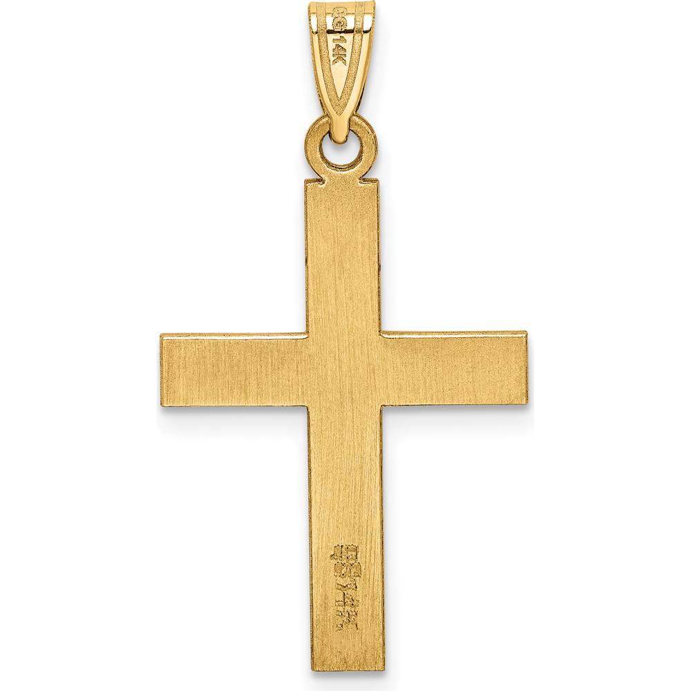 14K Yellow Gold Polished Cross Charm Pendant - 31mm Length by Oro Pregiato