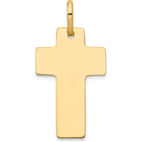 14K Yellow Gold Polished Cross Charm Pendant - 36mm Length by Oro Pregiato