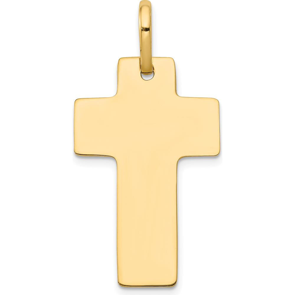 14K Yellow Gold Polished Cross Charm Pendant - 36mm Length by Oro Pregiato