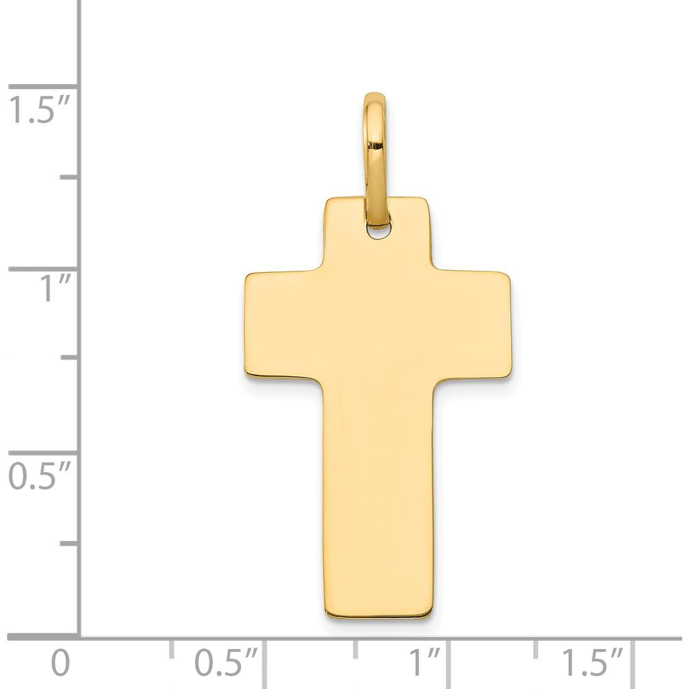 14K Yellow Gold Polished Cross Charm Pendant - 36mm Length by Oro Pregiato