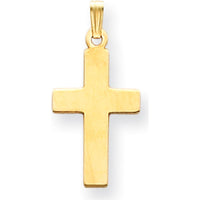 14K Yellow Gold Polished Cross Charm Pendant by Oro Pregiato