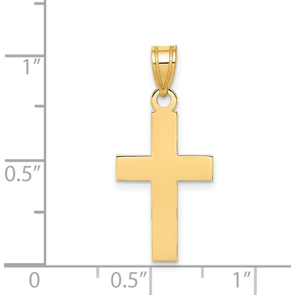 14K Yellow Gold Polished Cross Charm Pendant by Oro Pregiato