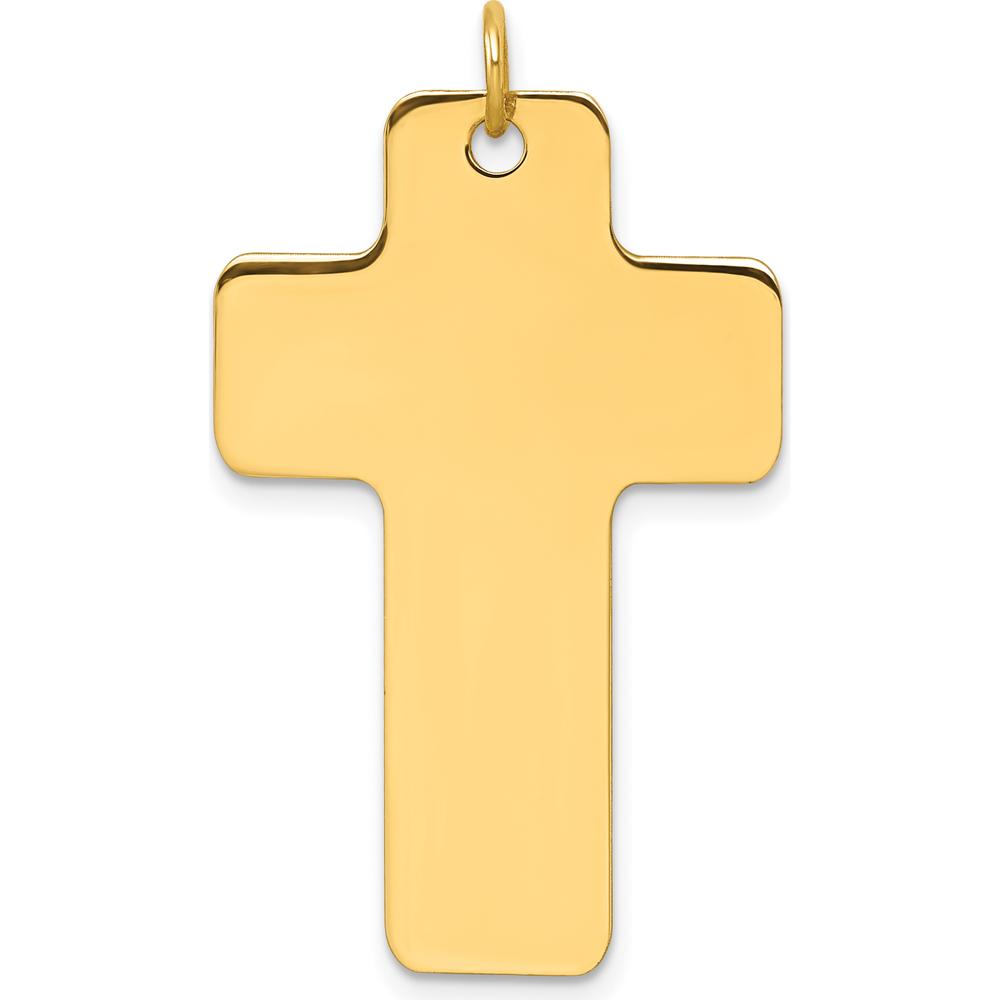 14K Yellow Gold Polished Cross Charm Pendant by Oro Pregiato