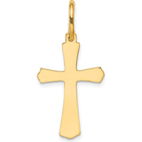 14K Yellow Gold Polished Cross Charm Pendant - Elegant Religious Jewelry by Oro Pregiato