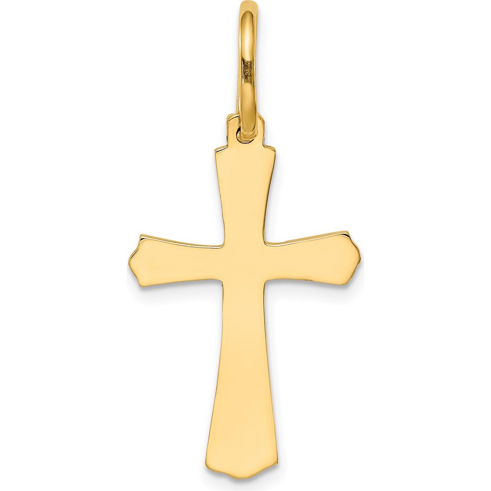 14K Yellow Gold Polished Cross Charm Pendant - Elegant Religious Jewelry by Oro Pregiato