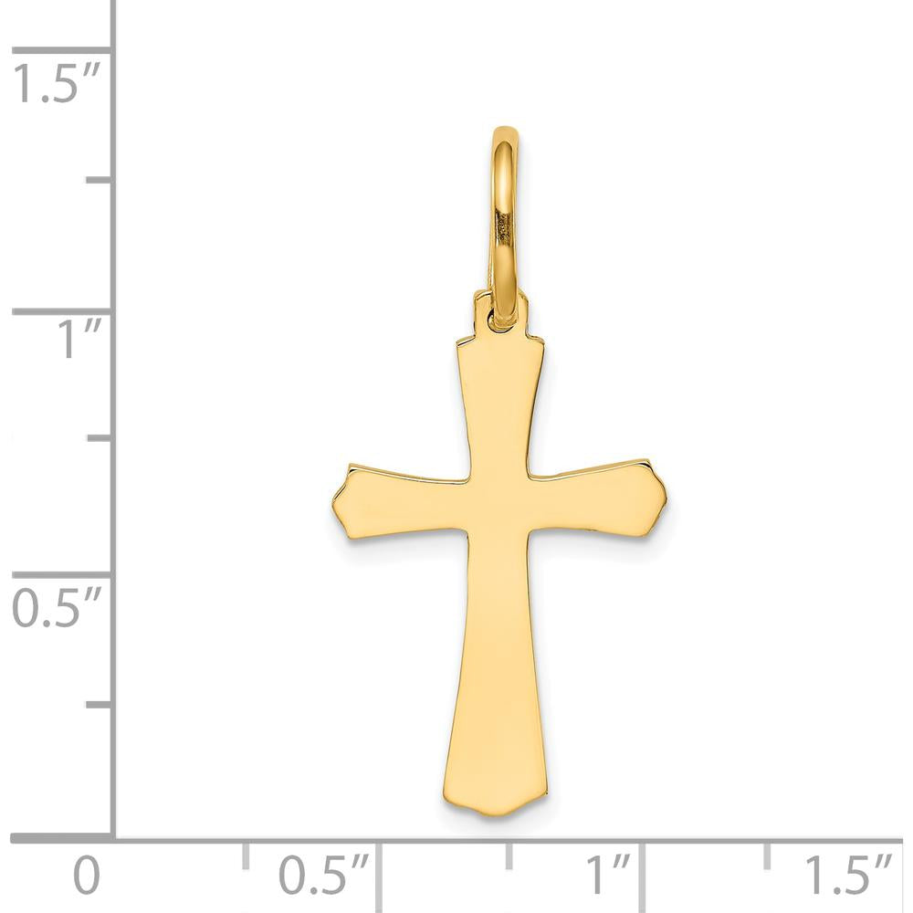14K Yellow Gold Polished Cross Charm Pendant - Elegant Religious Jewelry by Oro Pregiato