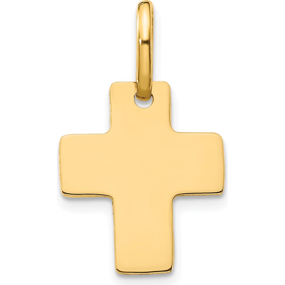 14K Yellow Gold Polished Cross Charm Pendant - Faith Jewelry Symbol by Oro Pregiato