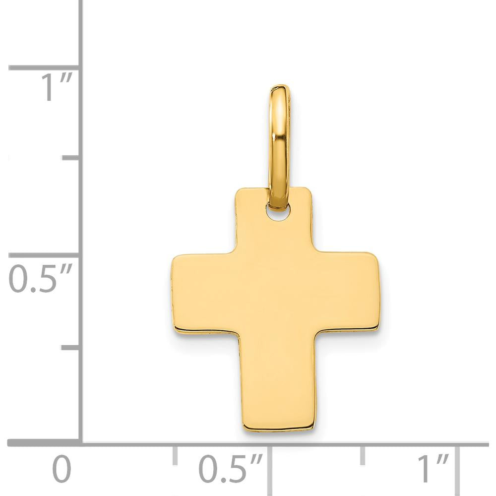 14K Yellow Gold Polished Cross Charm Pendant - Faith Jewelry Symbol by Oro Pregiato