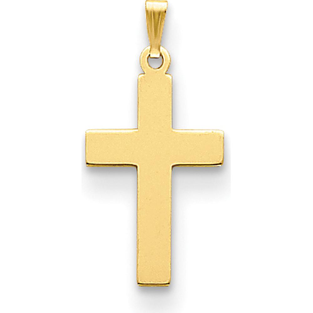 14K Yellow Gold Polished Cross Charm Pendant - Timeless Faith Symbol by Oro Pregiato
