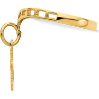 14K Yellow Gold Polished Cross Dangle Charm Ring - 17mm Top Length by 0