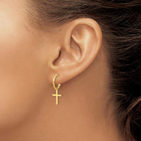 14K Yellow Gold Polished Cross Dangle Earrings - Elegant Drop Design by Oro Pregiato
