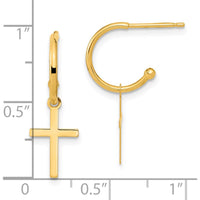 14K Yellow Gold Polished Cross Dangle Earrings - Elegant Drop Design by Oro Pregiato