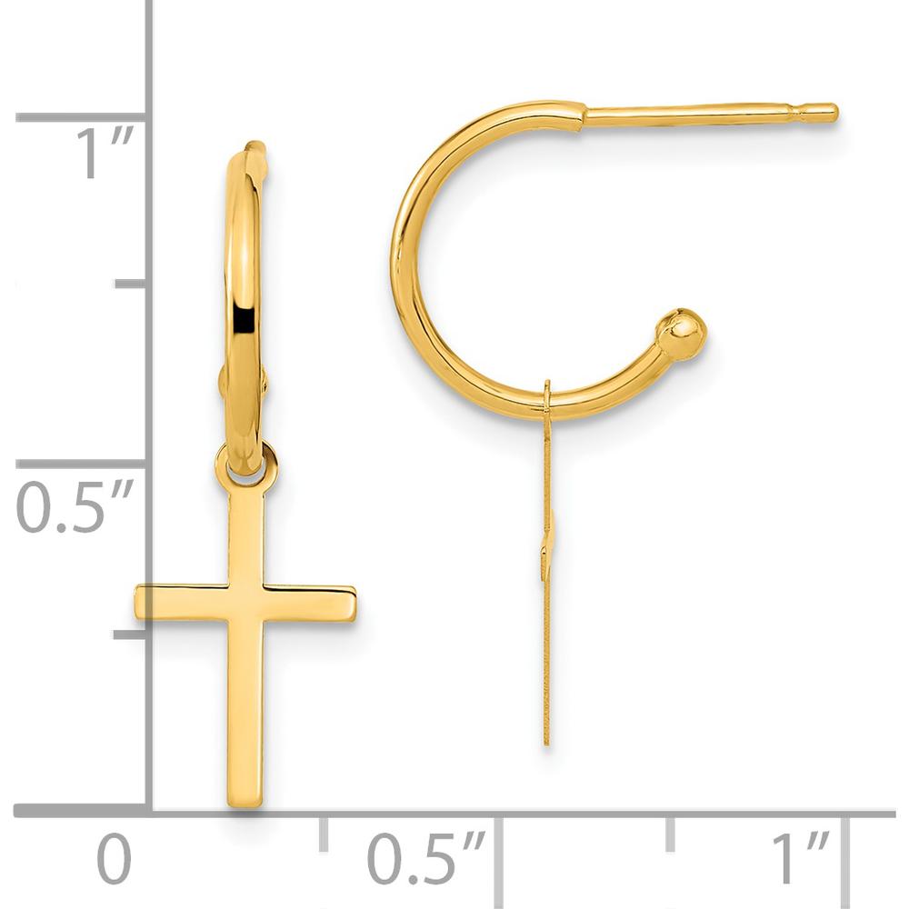 14K Yellow Gold Polished Cross Dangle Earrings - Elegant Drop Design by Oro Pregiato