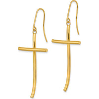 14K Yellow Gold Polished Cross Dangle Earrings with French Wire Hooks by 0