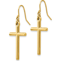 14K Yellow Gold Polished Cross Drop Earrings with French Wire Closure by Oro Pregiato