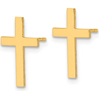 14K Yellow Gold Polished Cross Earrings - Simple & Elegant Design by 0
