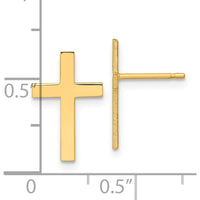 14K Yellow Gold Polished Cross Earrings - Simple & Elegant Design by 0
