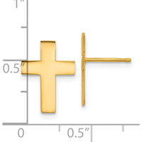 14K Yellow Gold Polished Cross Earrings - Timeless Faith-Inspired Design by 0