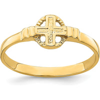 14K Yellow Gold Polished Cross in Circle Ring for Women by 0