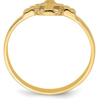 14K Yellow Gold Polished Cross in Circle Ring for Women by 0