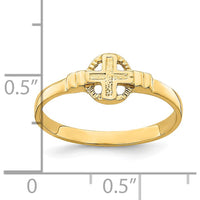 14K Yellow Gold Polished Cross in Circle Ring for Women by 0