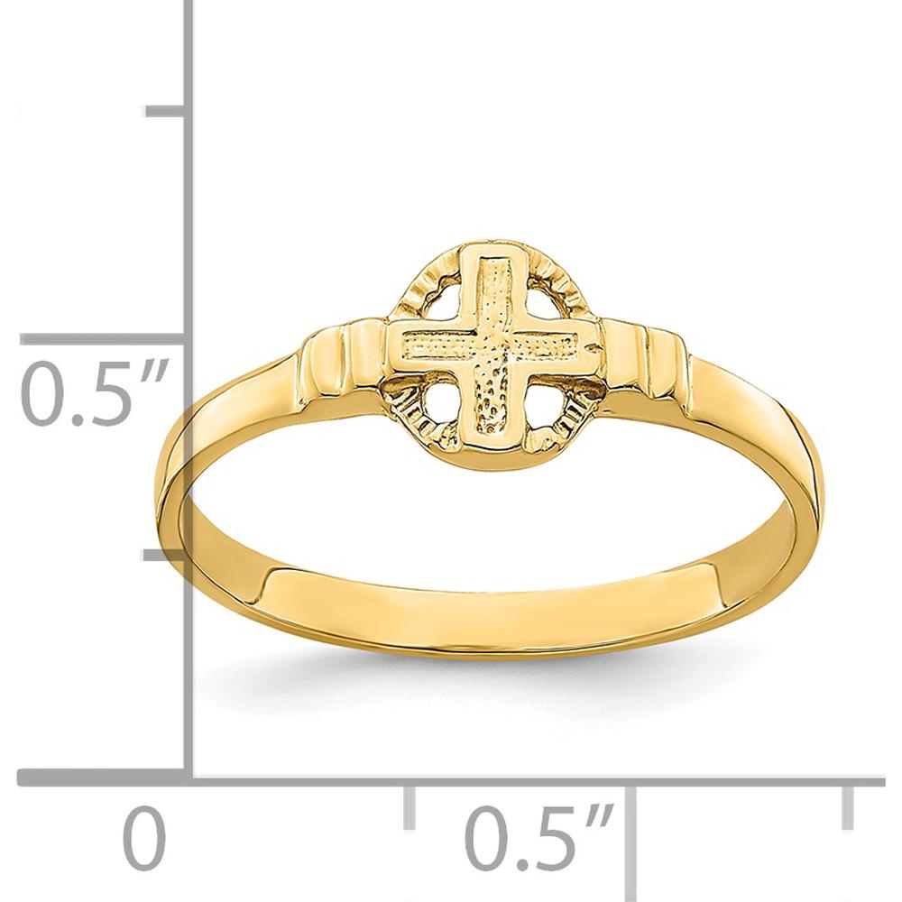 14K Yellow Gold Polished Cross in Circle Ring for Women by 0