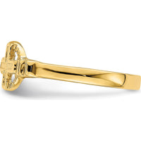 14K Yellow Gold Polished Cross in Circle Ring for Women by 0