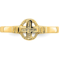 14K Yellow Gold Polished Cross in Circle Ring for Women by 0