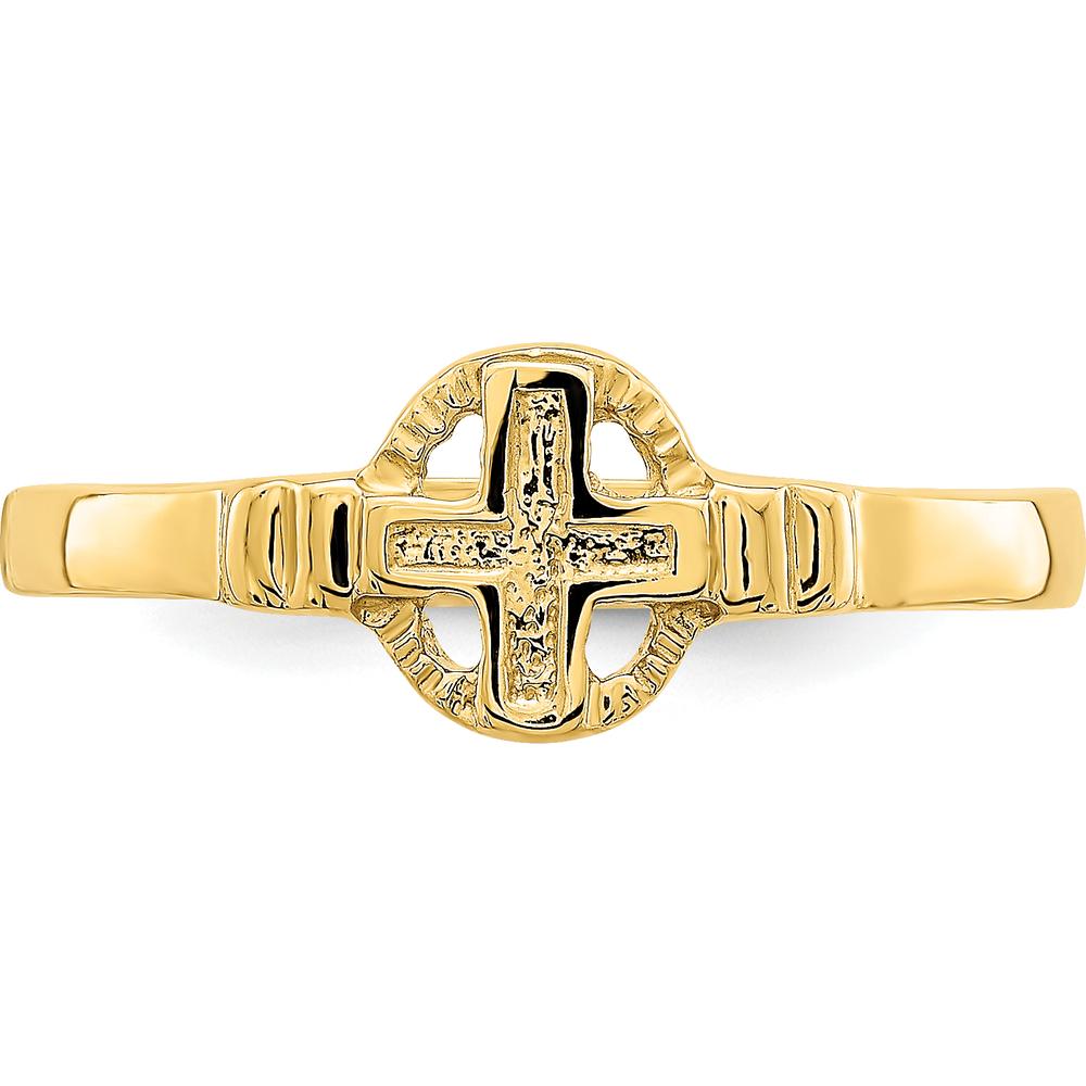14K Yellow Gold Polished Cross in Circle Ring for Women by 0