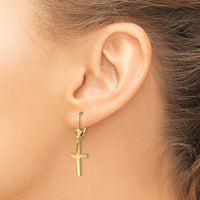 14K Yellow Gold Polished Cross Leverback Drop Earrings by 0