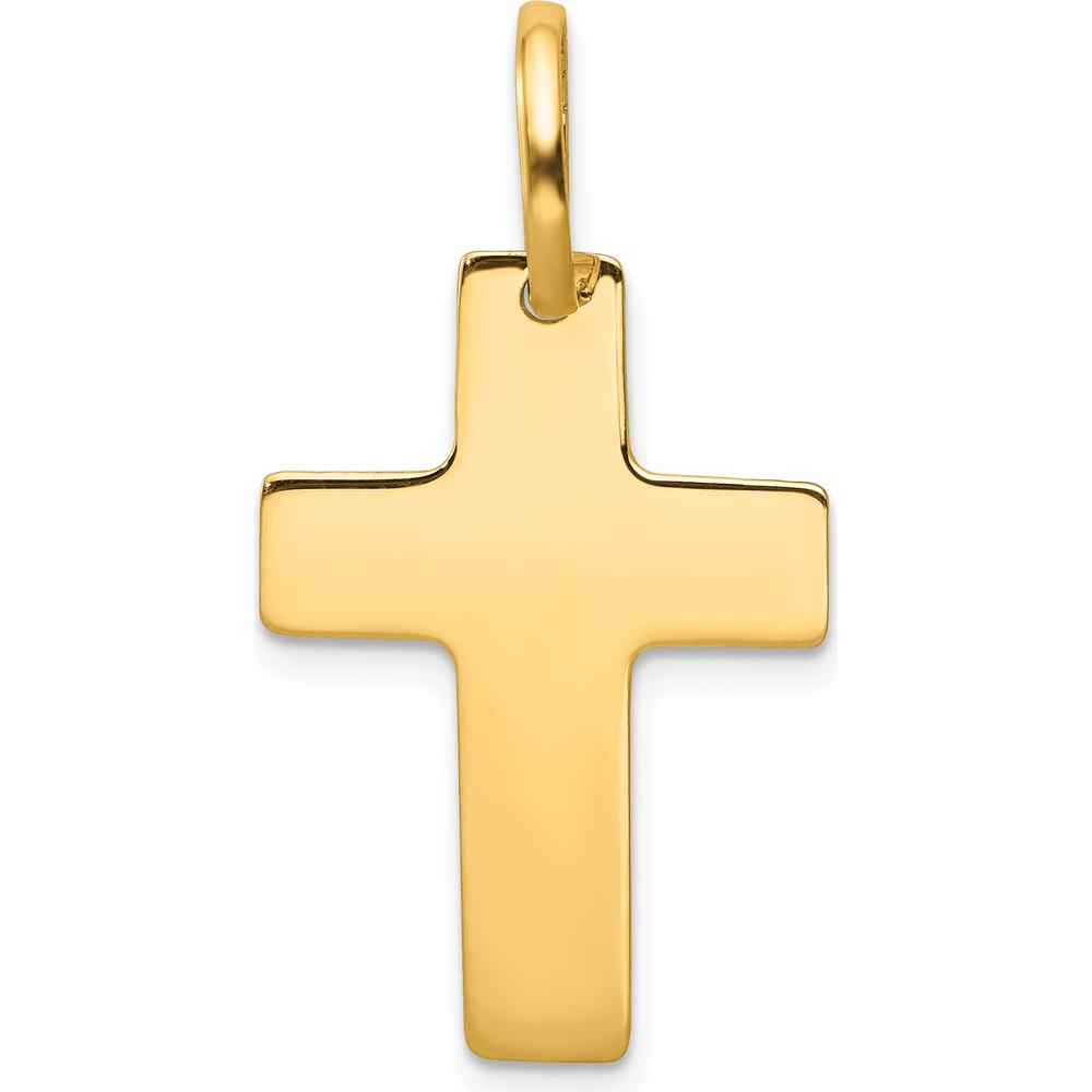 14K Yellow Gold Polished Cross Pendant - 30mm Length by Oro Pregiato