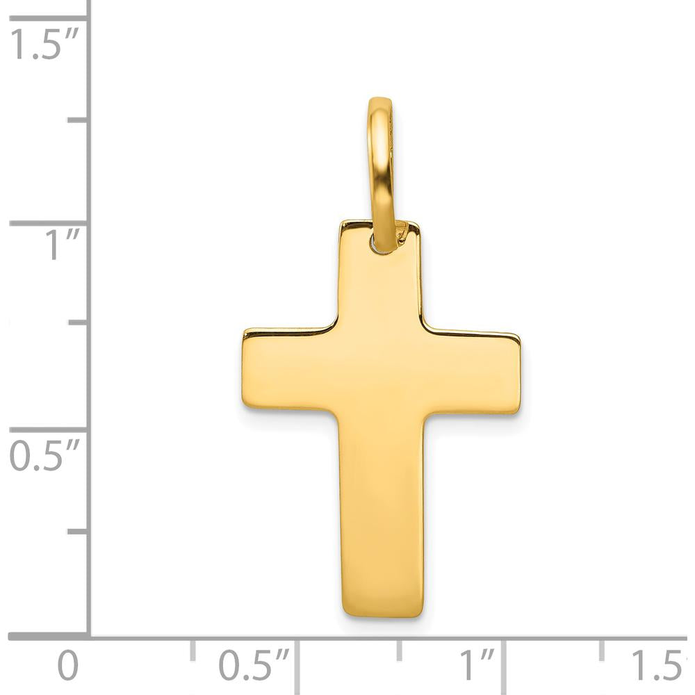 14K Yellow Gold Polished Cross Pendant - 30mm Length by Oro Pregiato