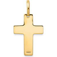 14K Yellow Gold Polished Cross Pendant - 30mm Length by Oro Pregiato