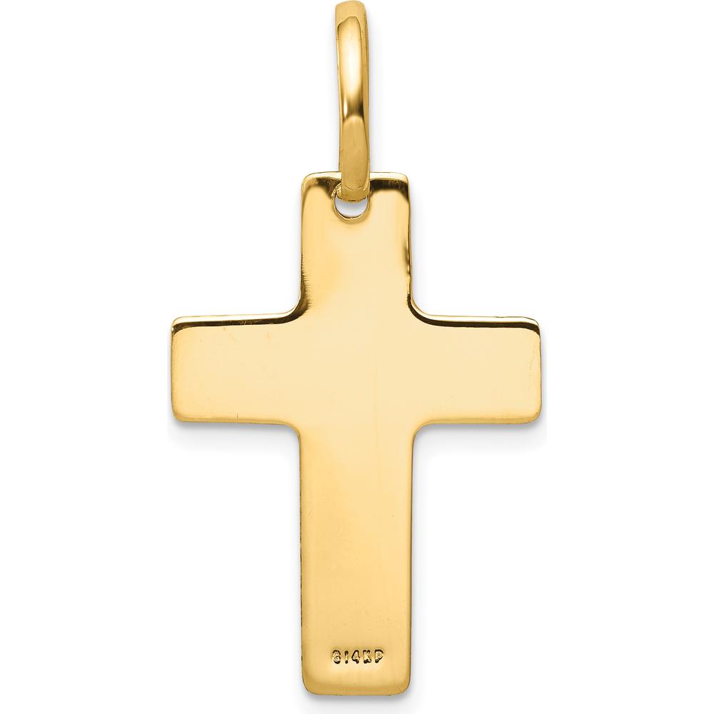 14K Yellow Gold Polished Cross Pendant - 30mm Length by Oro Pregiato